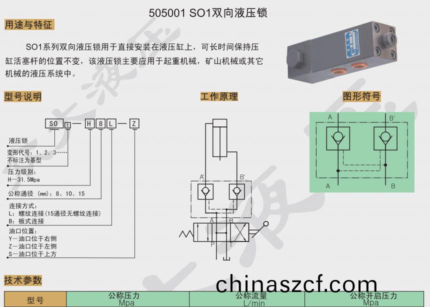 SO1雙曏(xiang)液壓鎖(suo)